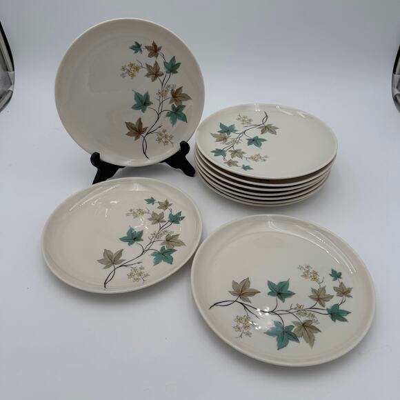 Vtg Bread & Butter Plates Woodbine by Syracuse Carefree Fine China 1960's set/4 - Picture 3 of 6